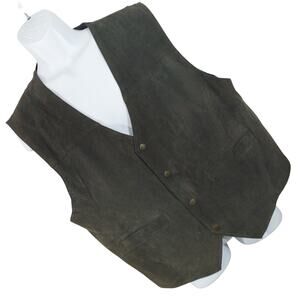 BASIC EDITIONS! COCOA BROWN GENUINE SUEDE LEATHER MENS WESTERN VEST! SZ XL